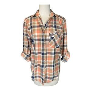 Vintage Cabin Creek Plaid Button Down Flannel Cotton Grandmacore Emroidered